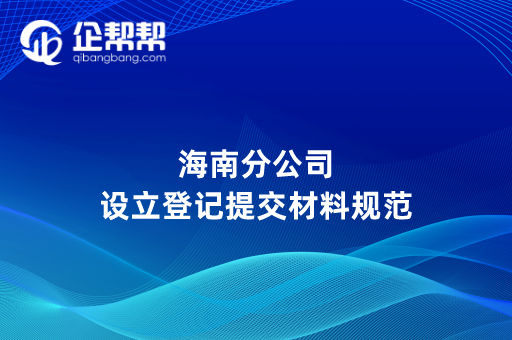 海南分公司设立登记提交材料规范